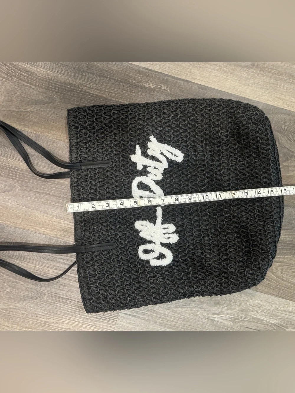 Black Crochet Tote with White 